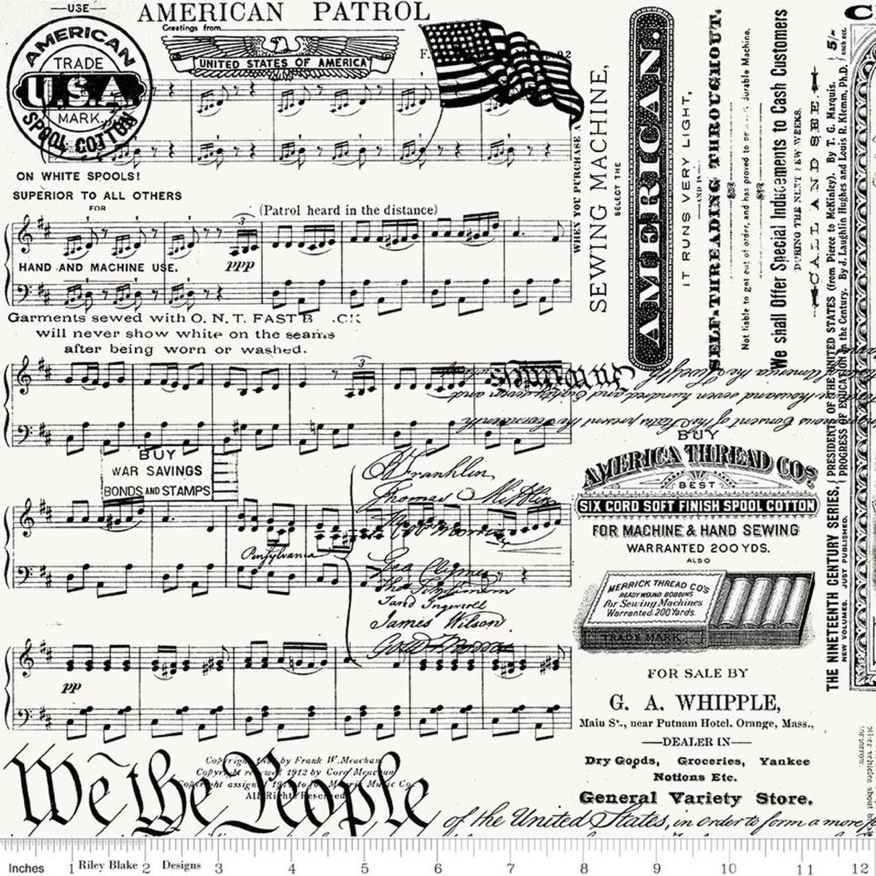 Patriotic Text in Off White (c17345-offwhite) | Sew America | J Wecker Frisch | Riley Blake